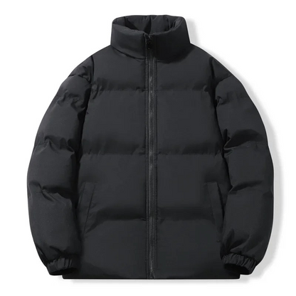 Men's puffer jacket with stand-up collar and zip