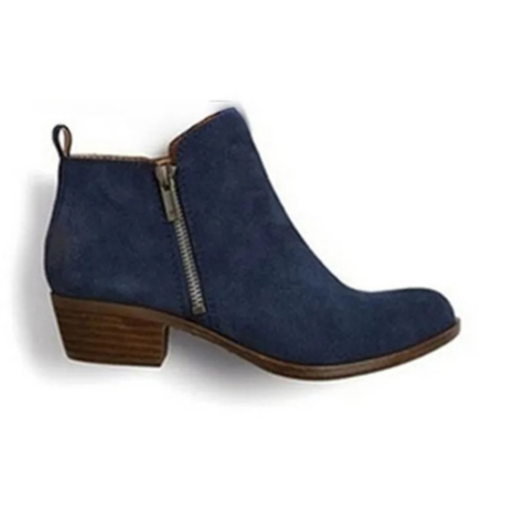 Ankle Boots with Low Heel and Vintage Finish - Women's Ankle Boots