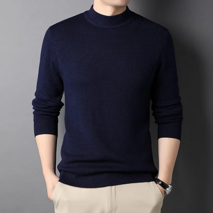 Lightweight knitted jumper with stand-up collar Turtleneck jumper for men