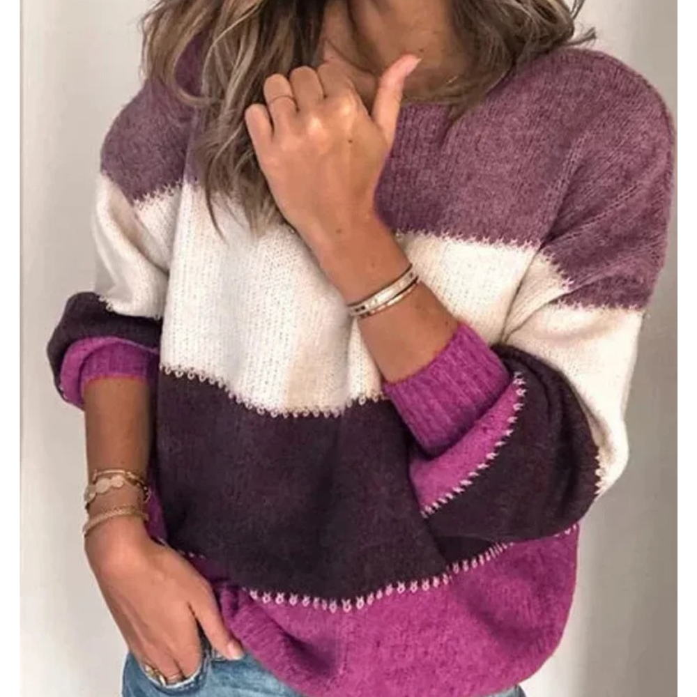 Soft Colour Block Pullover, Comfortable Sweater