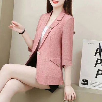 Casual Women's Blazer With Rolled Sleeves