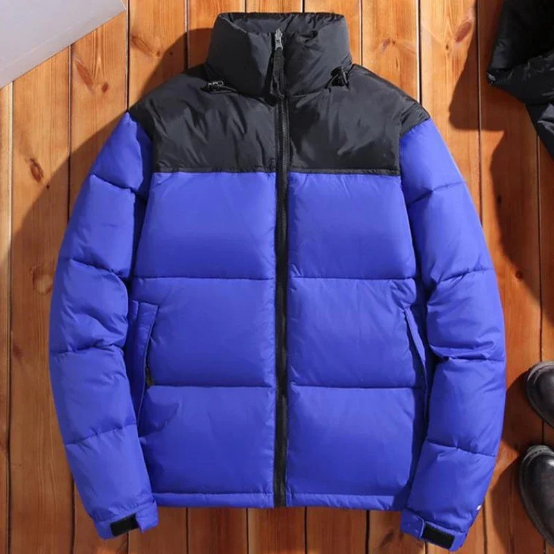 Men's puffer jacket with stand-up collar and front zip