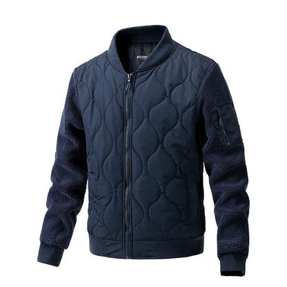 Men's quilted transitional jacket - With sherpa sleeves, Warm, With zip