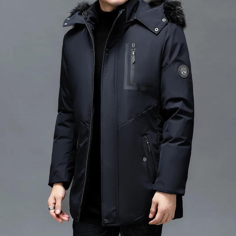 Men's parka winter jacket with fur hood and waterproof zips