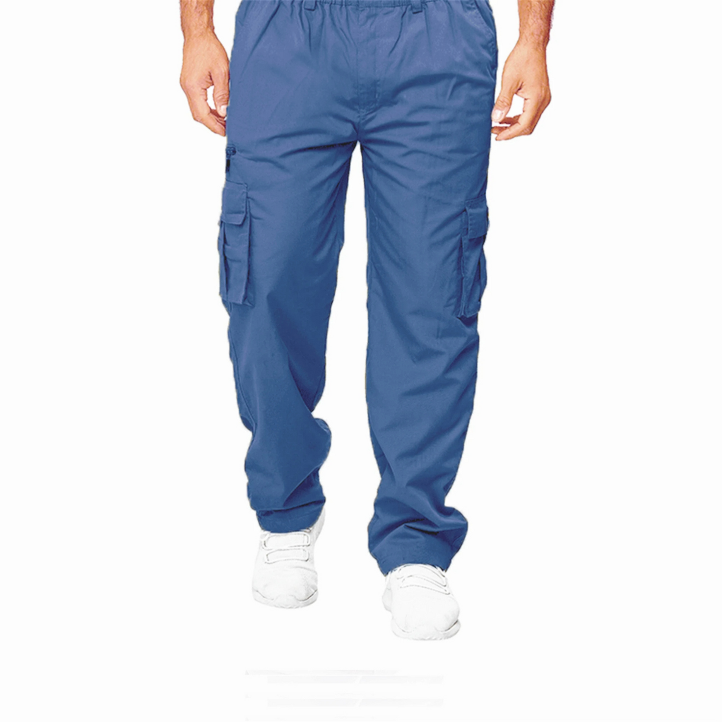 Straight multi-pocket cargo trousers for men