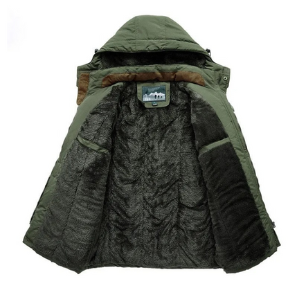 Men's water-repellent parka jacket with adjustable hood