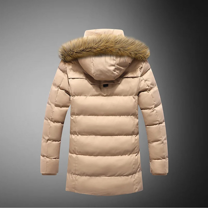 Men's parka winter jacket warmly lined with zip and hood