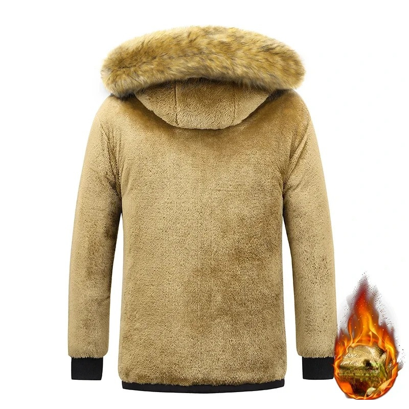 Men's Parka Winter Jacket With Warm Teddy Lining And Detachable Hood