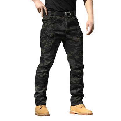 Camouflage multi-pocket cargo trousers mens