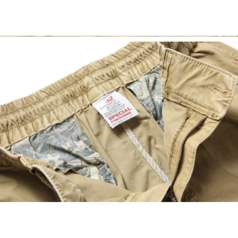 Wide drawstring - Cargo trousers for men - Comfortable outdoor trousers with pockets, elasticated waistband