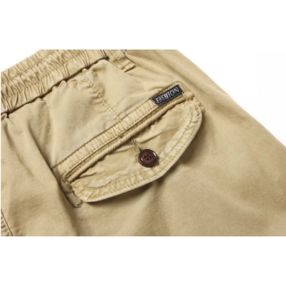 Wide drawstring - Cargo trousers for men - Comfortable outdoor trousers with pockets, elasticated waistband