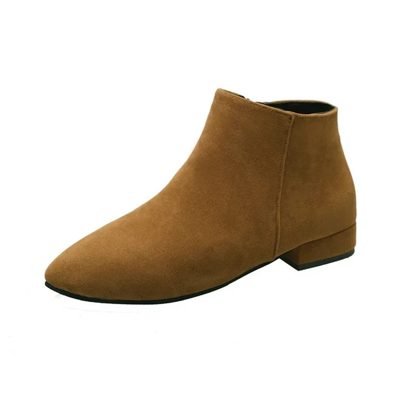 Women's Ankle Boots with Flat Heel and Minimalist Design - Women's Ankle Boots