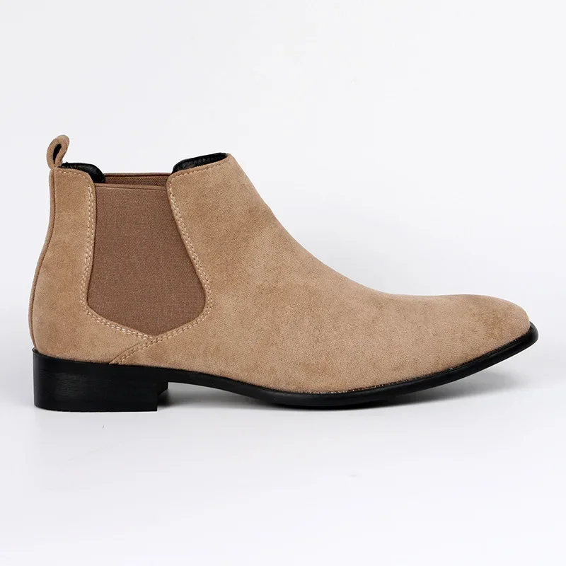 Slim suede men's Chelsea boots with elasticated insert