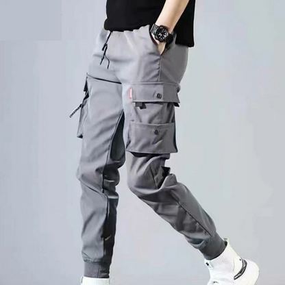 Cargo trousers men - Comfortable jogging trousers with several pockets, elasticated cuffs