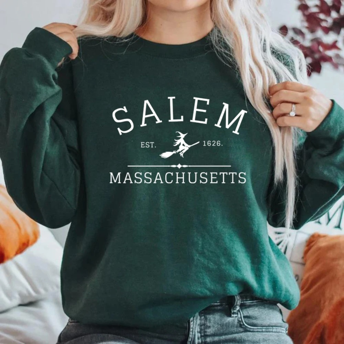 Casual Sweatshirt With Salem Massachusetts Design - Women's Sweater