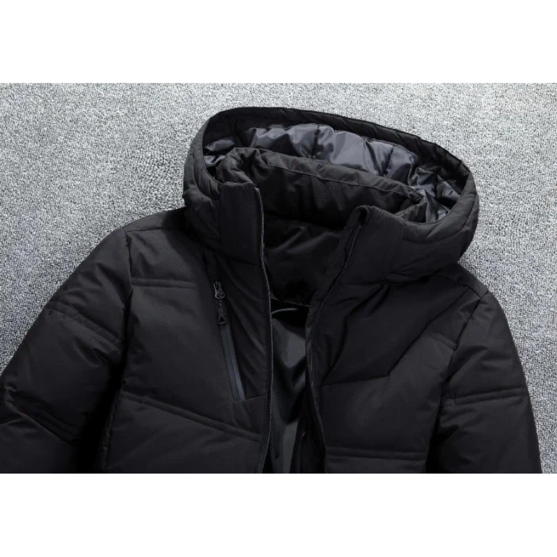 Men's puffer jacket with hood and adjustable drawstring