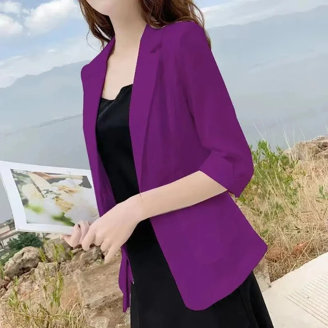 Stylish Women's Blazer With 3/4 Sleeves - Perfect For Office