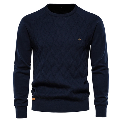 Structured round neck men's  sweater for an elegant appearance