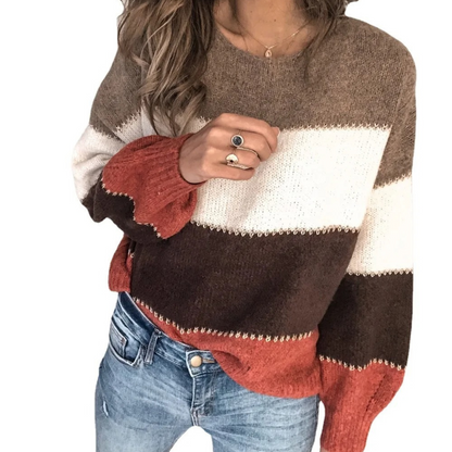 Soft Colour Block Pullover, Comfortable Sweater