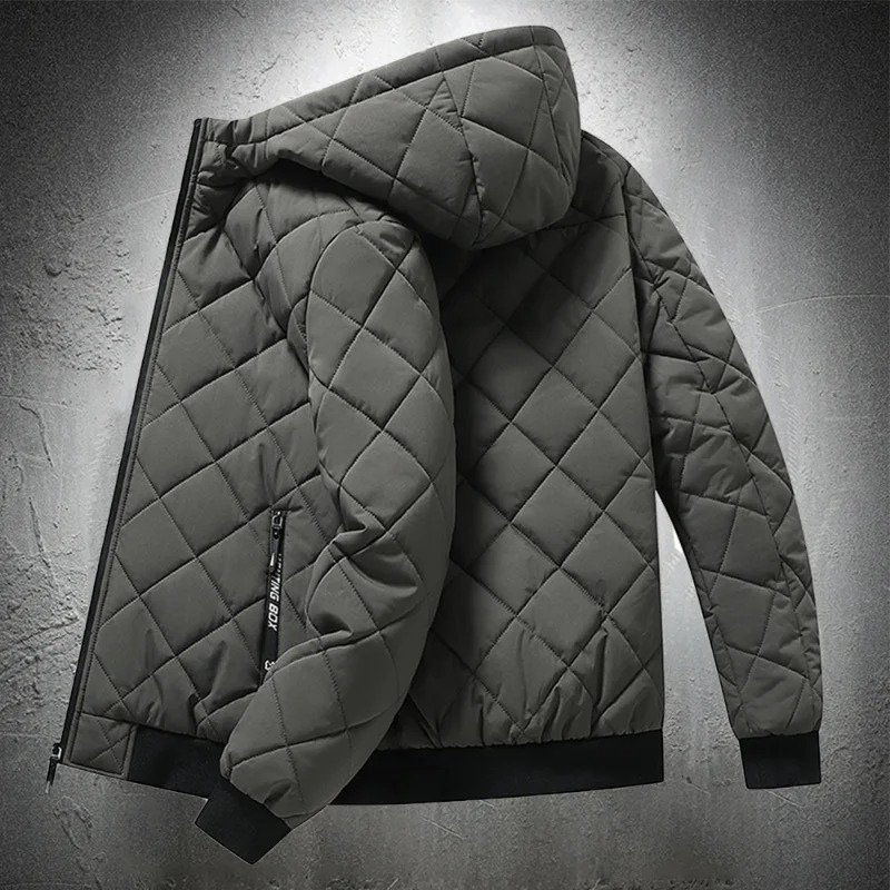 Men's puffer jacket with quilted pattern and side pockets