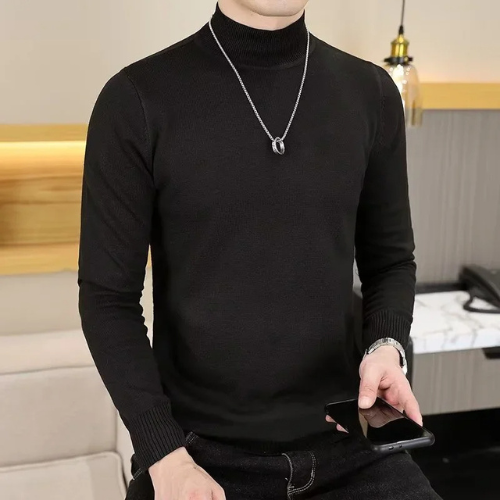 Elegant turtleneck jumper men | slim fit knitted jumper