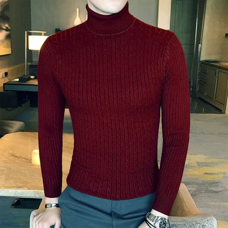 Turtleneck jumper men - cable knit, soft, slim fit, casual wear