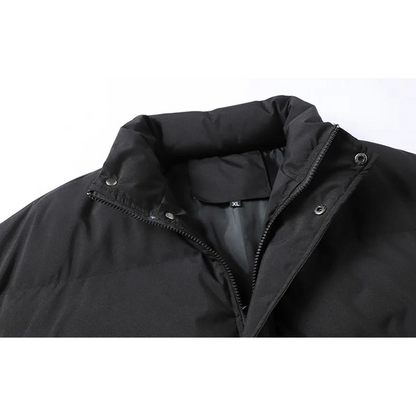 Men's puffer jacket with adjustable hem and zip fastening