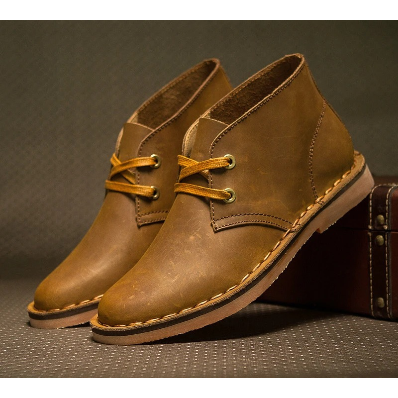 Elegant chukka boots for men with laces, comfortable leather shoes