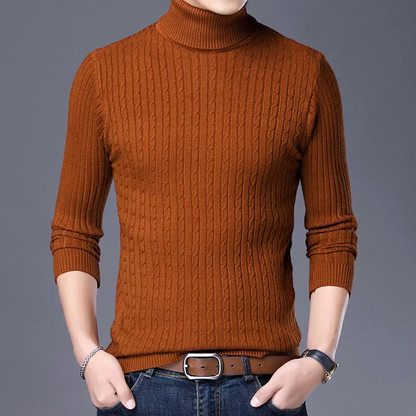 Turtleneck jumper men - Elegant turtleneck jumper with cable pattern