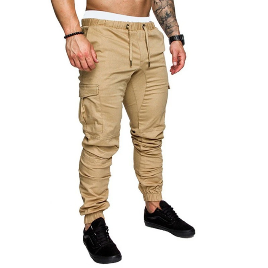 Cargo trousers men - Sporty jogging trousers with side pockets, elasticated waistband