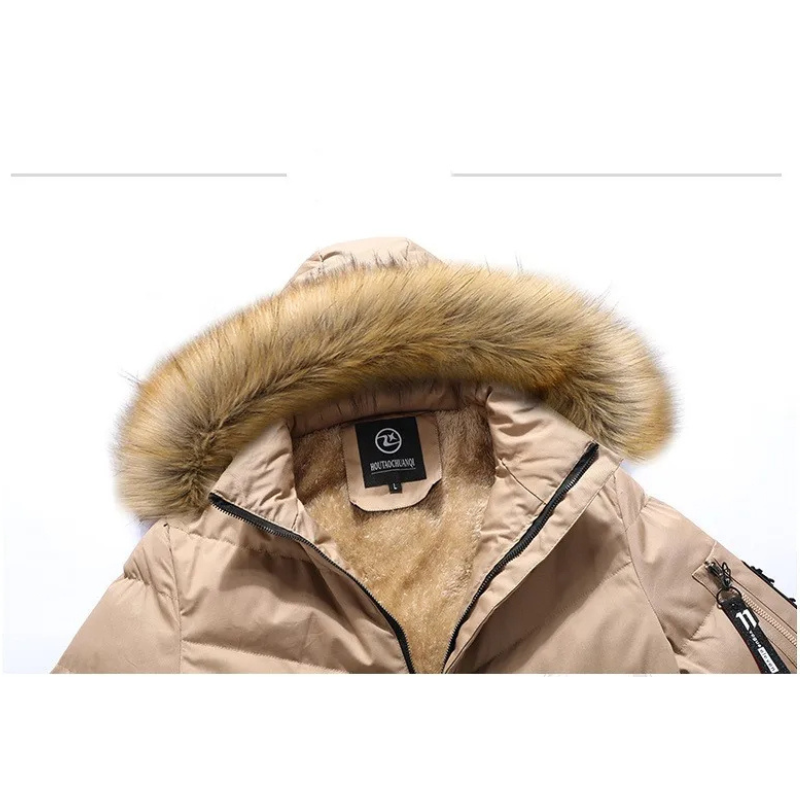 Men's parka winter jacket warmly lined with zip and hood