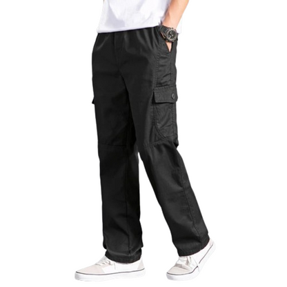 Grey oversized straight cut cargo trousers for men