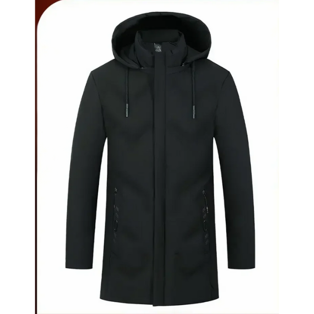 Men's parka winter jacket with hood and water-repellent material