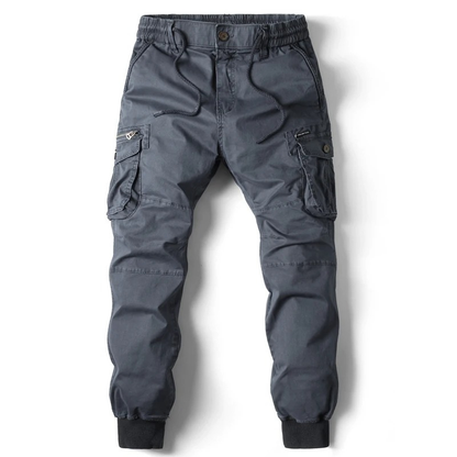 Wide drawstring - Cargo trousers for men - Comfortable outdoor trousers with pockets, elasticated waistband