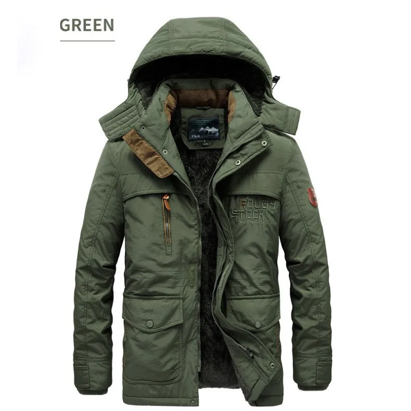 Men's water-repellent parka jacket with adjustable hood