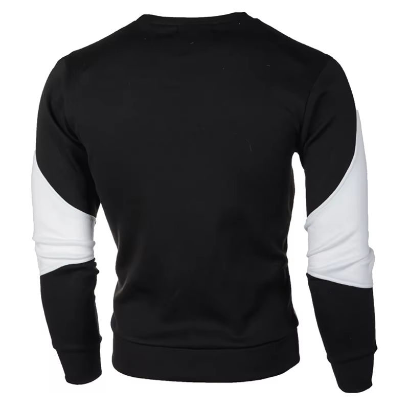 Men's sweater with colour block, round neck casual pullover sweatshirt