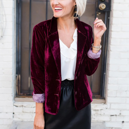 Fashion Choice - Velvet Women's Long-Sleeved Blazer - Luxurious and Comfortable