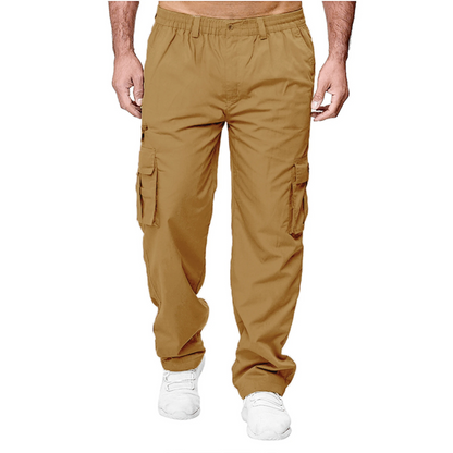 Straight multi-pocket cargo trousers for men