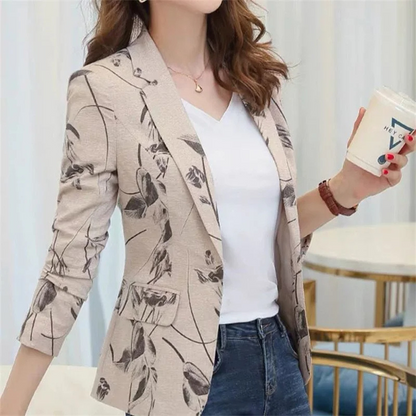 Floral Print Ladies Blazer With Ankle Button Closure