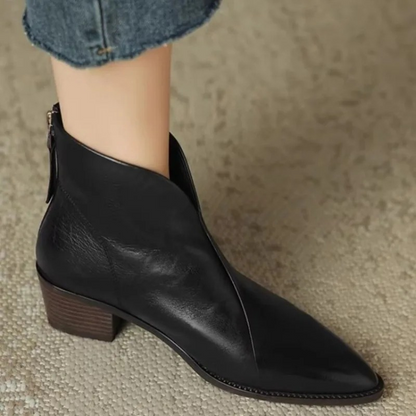 Modern Pointed Ankle Boots with Side Zip - Women's Ankle Boots