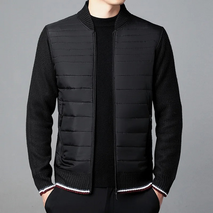 Men's quilted transition jacket - Knitted sleeves, Lightweight, Casual