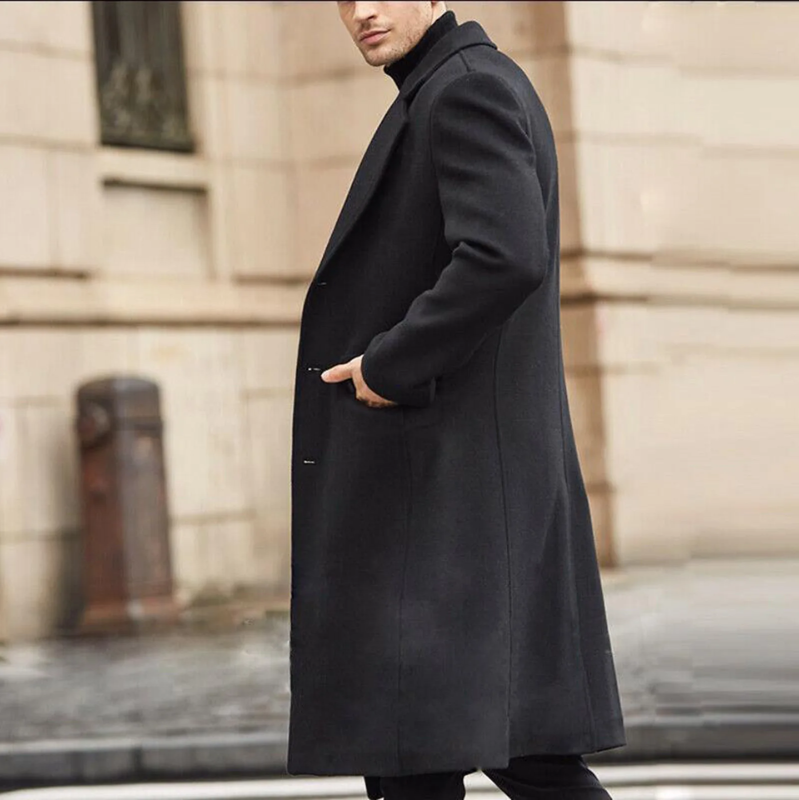 Long men's coat - Classic wool coat with slim fit