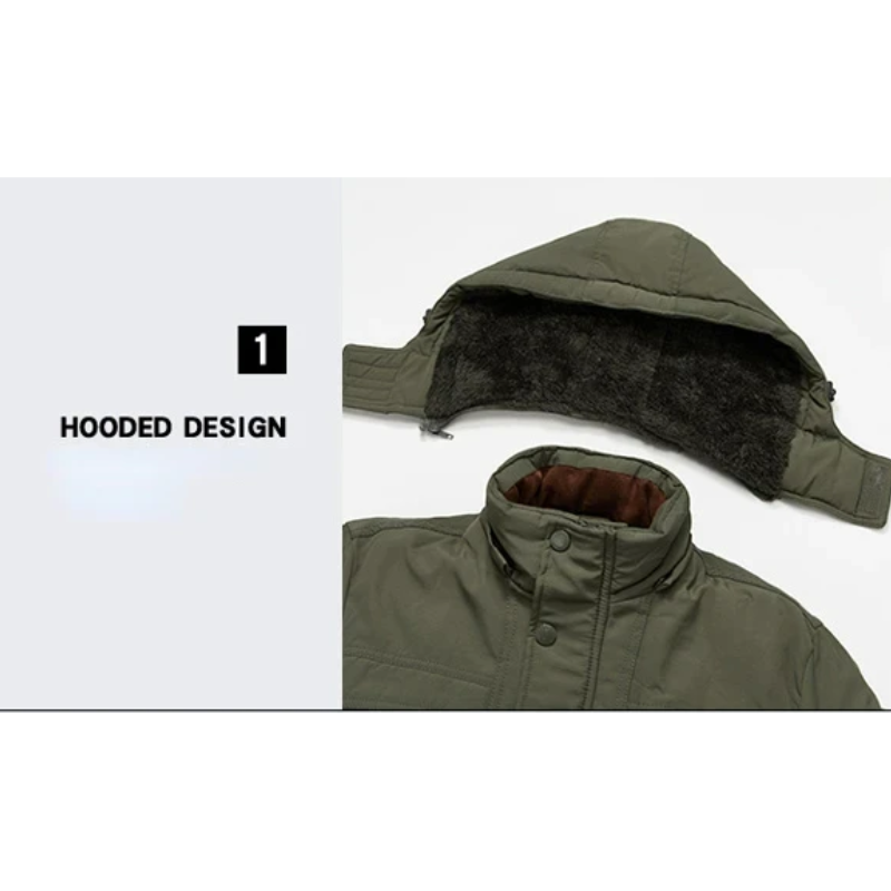 Men's windproof parka jacket with detachable hood