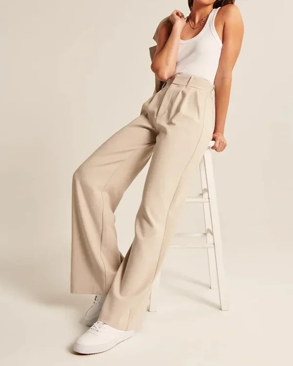 Women's High-Waisted Flared Trousers – Elegant Fit, Stylish Design, Perfect for Casual and Formal Looks