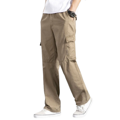 Grey oversized straight cut cargo trousers for men