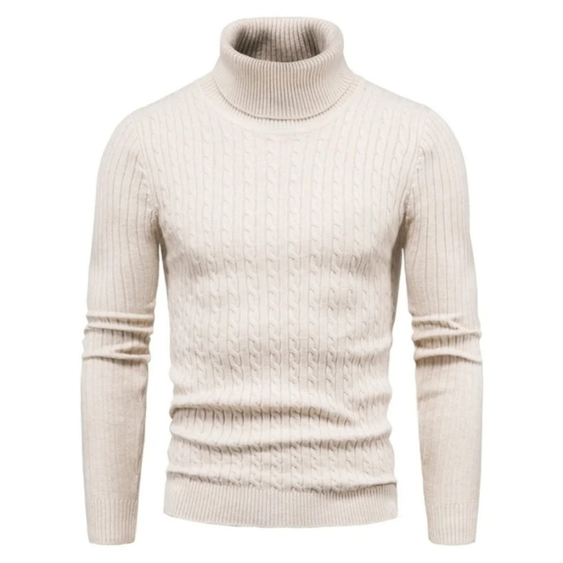 Turtleneck jumper men - cable knit, soft, slim fit, casual wear