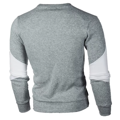 Men's sweater with colour block, round neck casual pullover sweatshirt