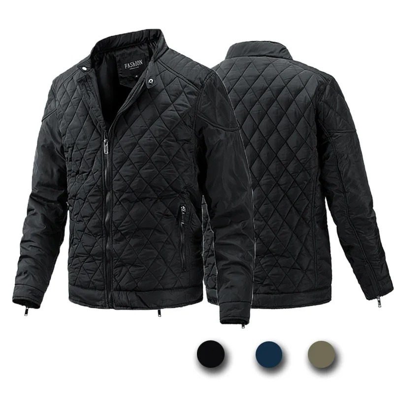 Men's quilted transitional jacket - diamond pattern, light, casual