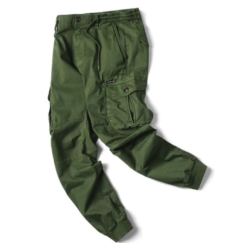 Wide drawstring - Cargo trousers for men - Comfortable outdoor trousers with pockets, elasticated waistband