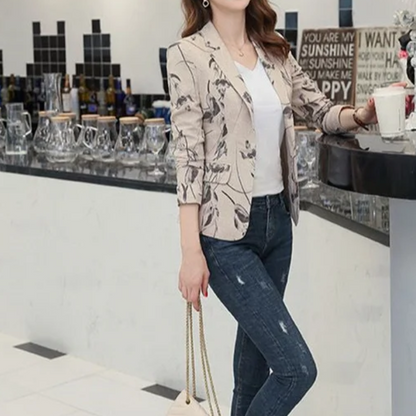 Floral Print Ladies Blazer With Ankle Button Closure